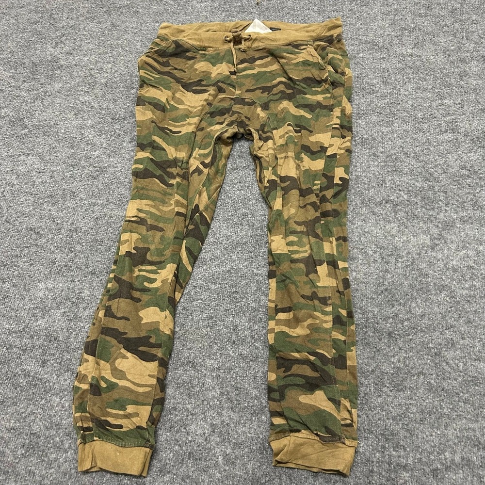 Soho Babe Joggers Womens Size S Camo Green Brown Drawstring Casual Lounge Pants